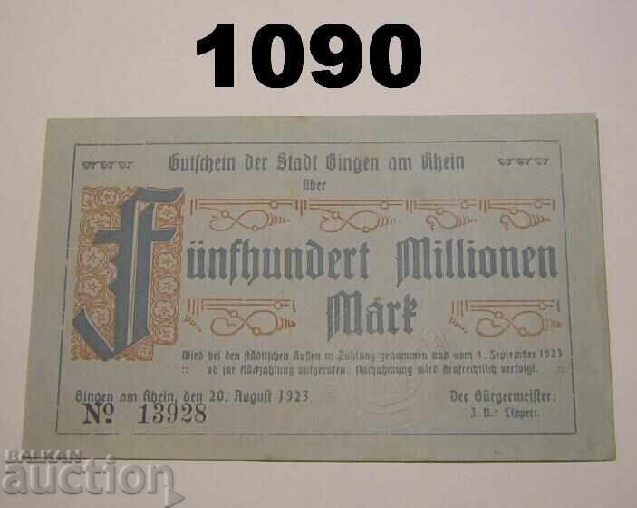 R! Bingen a. Rhein 500 εκατομμύρια μάρκα 1923 Γερμανία
