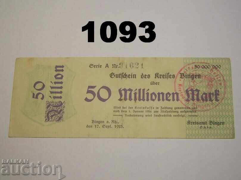 Bingen Kreisamt 50 millionen mark 1923 Германия