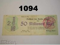 Bingen Kreisamt 50 εκατομμύρια μάρκα 1923 Γερμανία