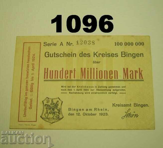 Μπίγκεν 100 εκατομμύρια μάρκα 1923 XF Γερμανία