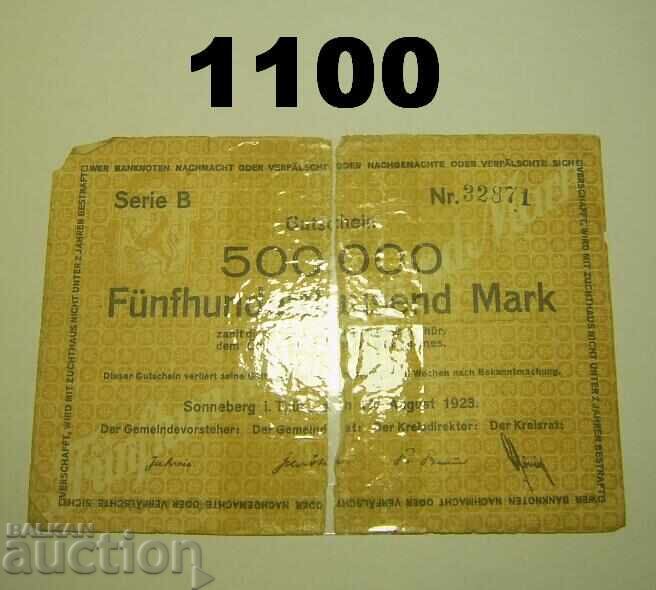 Torn Sonneberg 500,000 mark 1923 Germany Torn Sonneberg 500,000 mark 1923 Germany