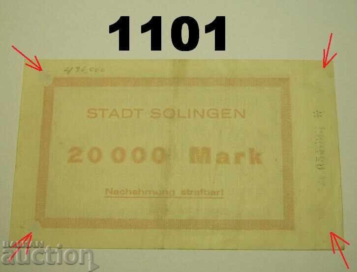 Solingen Banknotes 20,000 mark 1923 Germany with price 3.00 BGN | € 1.53