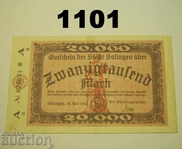 Solingen Banknotes 20,000 mark 1923 Germany