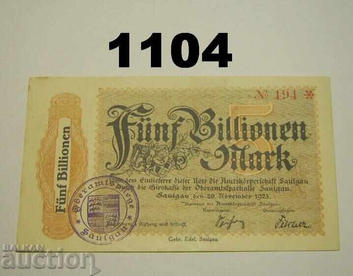 R! Saulgau 5 δισεκατομμύρια μάρκα 1923 Γερμανία