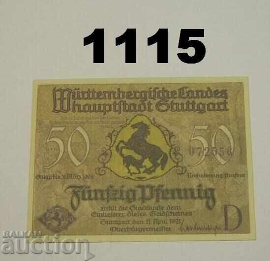 Stuttgart 50 pfennig 1921 Германия Stuttgart 50 pfennig 1921 Германия