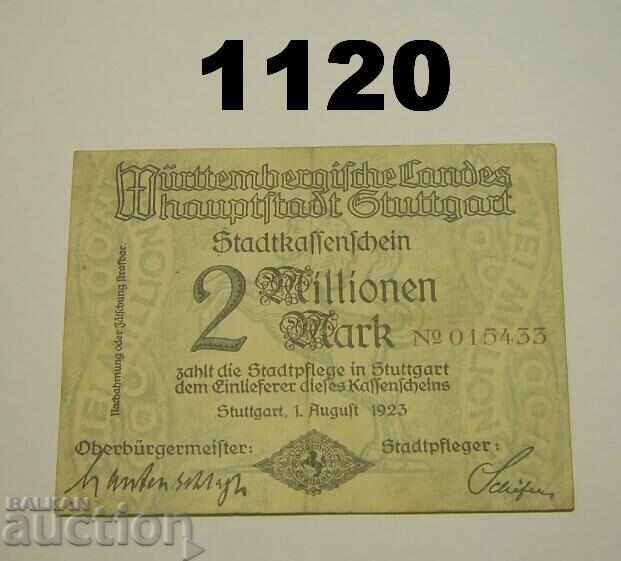 Stuttgart 2 million mark 1923 Germany Stuttgart 2 million mark 1923 Germany
