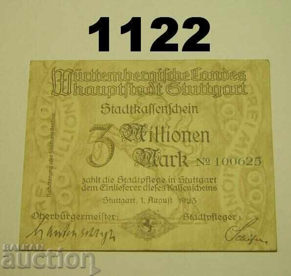 Στουτγκάρδη 3 εκατομμύρια μάρκα 1923 Γερμανία