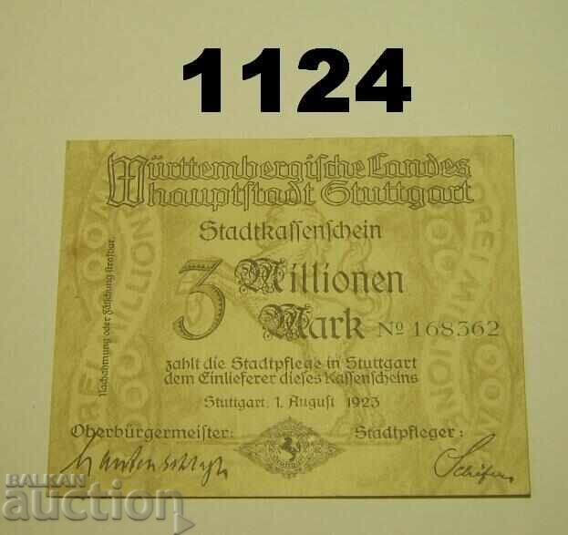 Stuttgart 3 million mark 1923 Germany