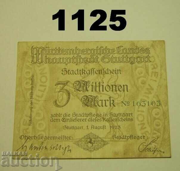 Stuttgart 3 million mark 1923 Germany Stuttgart 3 million mark 1923 Germany