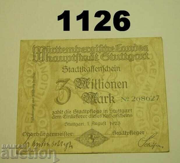 Stuttgart 3 million mark 1923 Germany
