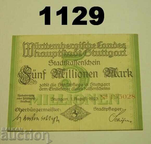 Stuttgart 5 million mark 1923 Germany Stuttgart 5 million mark 1923 Germany