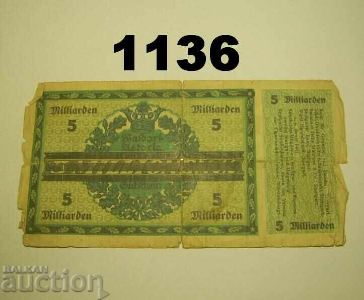 Στουτγκάρδη 5 δισεκατομμύρια 1923 Γερμανία με τιμή 2.00 BGN | € 1.02