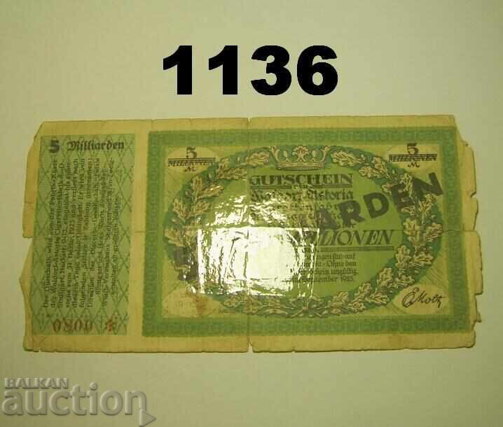 Στουτγκάρδη 5 δισεκατομμύρια 1923 Γερμανία