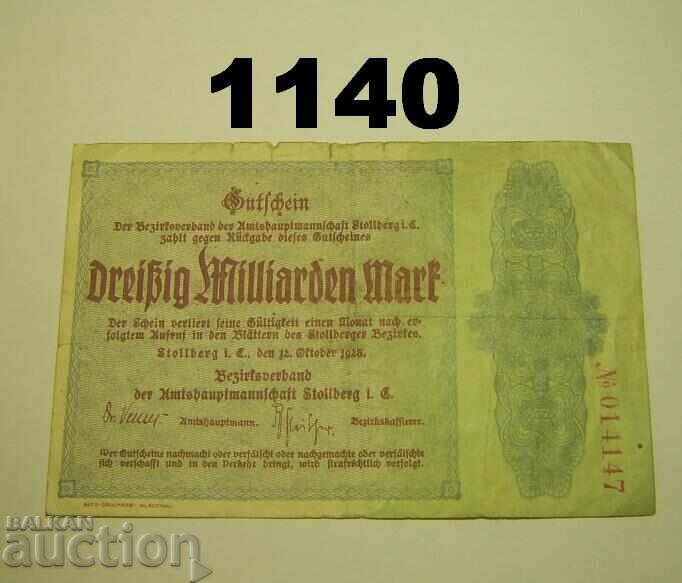 Στολμπεργκ 30 δισεκατομμύρια μάρκα 1923 Γερμανία