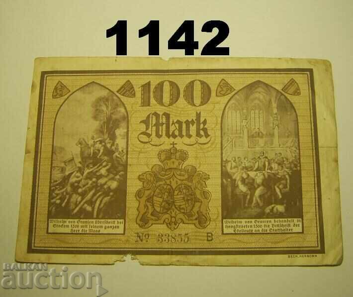 Ντίλλενμπουργκ 100 μάρκα 1922 Γερμανία με τιμή 2.00 BGN | € 1.02