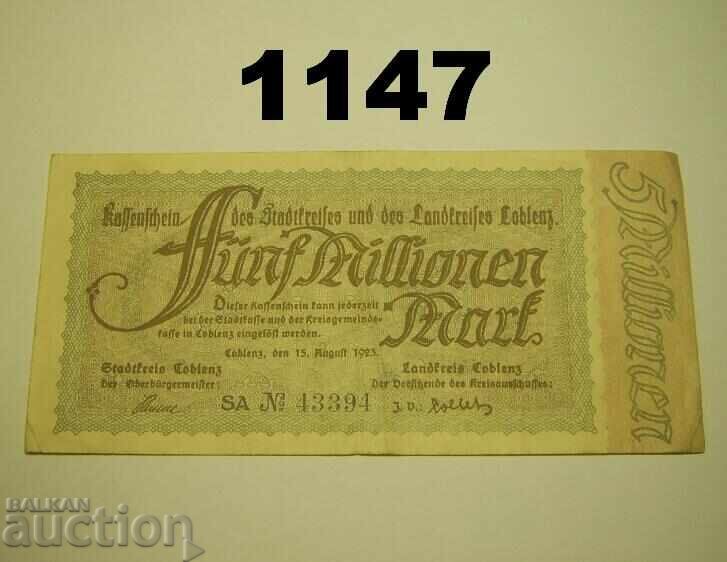 Κόμπλεντς 5 εκατομμύρια μάρκα 1923 Γερμανία