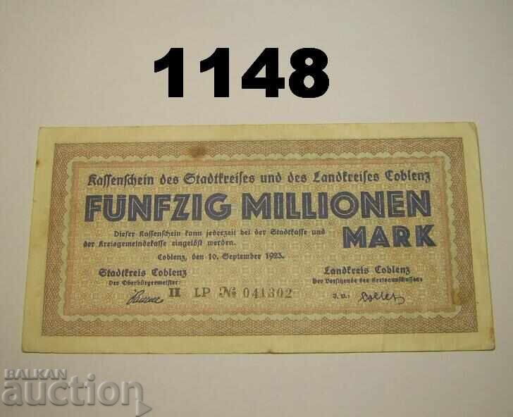 Κόμπλεντς 50 εκατομμύρια μάρκα 1923 Γερμανία