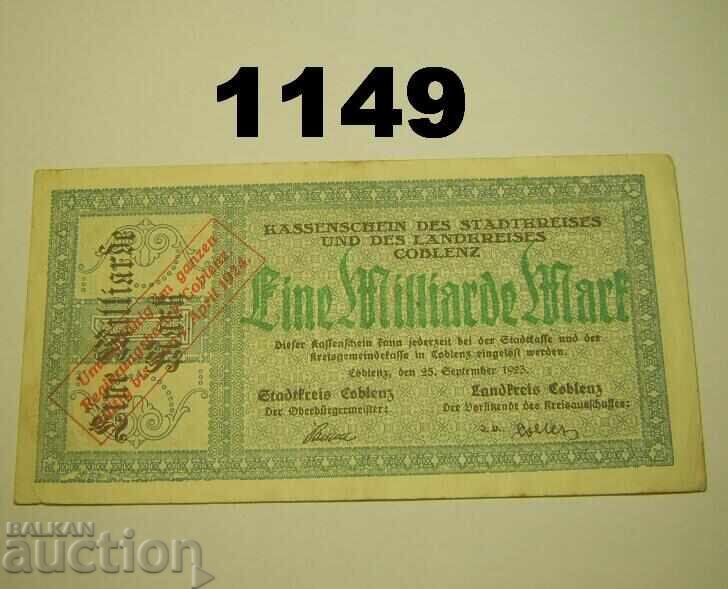 Κόμπλεντς 1 δισεκατομμύριο μάρκα 1923 Γερμανία