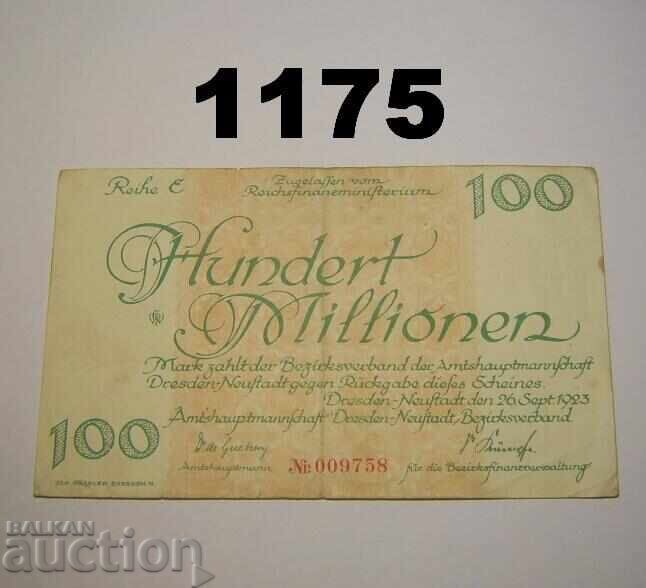 Δρέσδη-Νόιστατ 100 εκατομμύρια μάρκα 1923 Γερμανία Δρέσδη-Νόιστατ 100 εκατομμύρια μάρκα 1923 Γερμανία