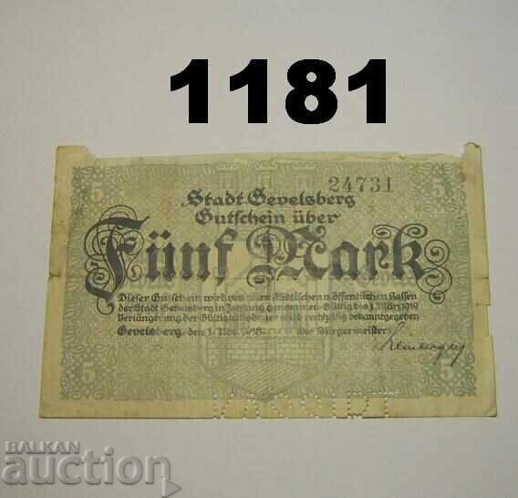R! Γκέβελσμπεργκ 5 μάρκα 1918 Γερμανία
