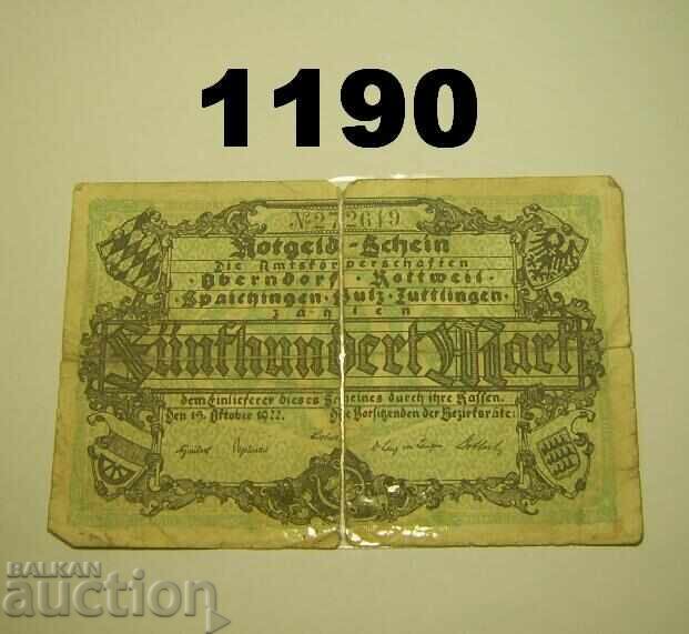 Oberndorf Rottweil 500 Mark 1922 Germany