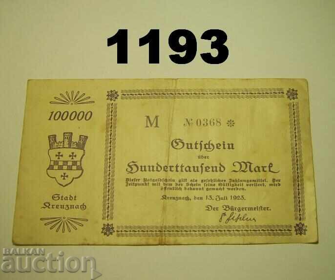 Kreuznach 100,000 Mark 1923 Germany