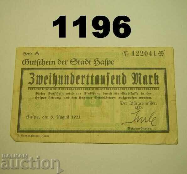 Haspe 200.000 μάρκα 1923 Γερμανία