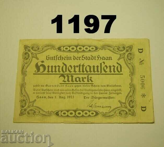 Χαν 100.000 μάρκα 1923 D Γερμανία