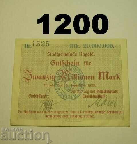 R! Nagold 20 million mark 1923 Germany R! Nagold 20 million mark 1923 Germany