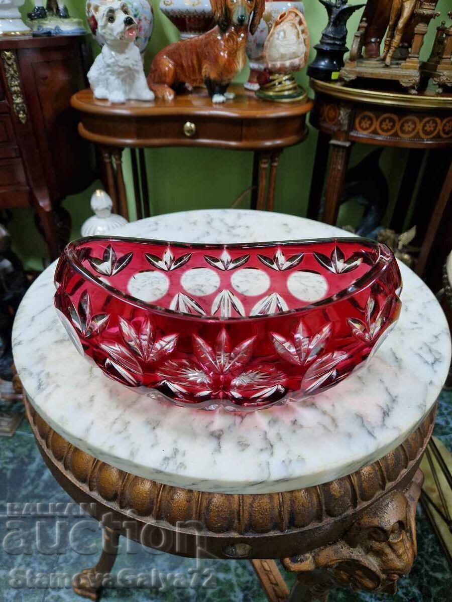 Unique antique crystal bowl candy dish Bohemia Bochem with price 57.26 €