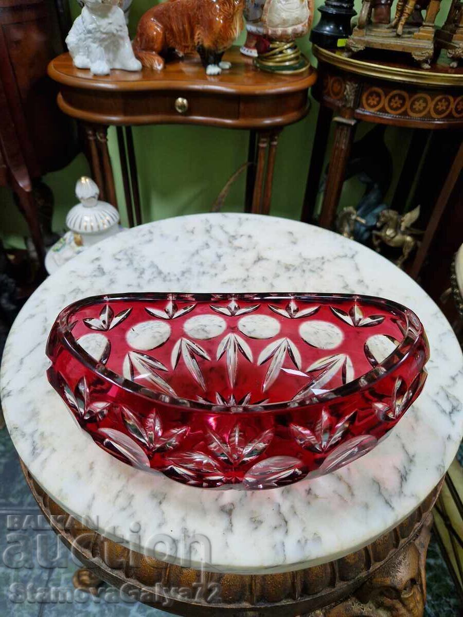 Delivery of Unique antique crystal bowl candy dish Bohemia Bochem