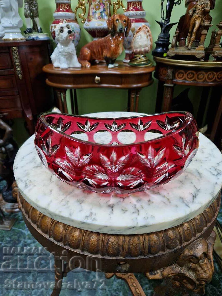 Unică cupă antică din cristal bombăniere Bohemia Bochem