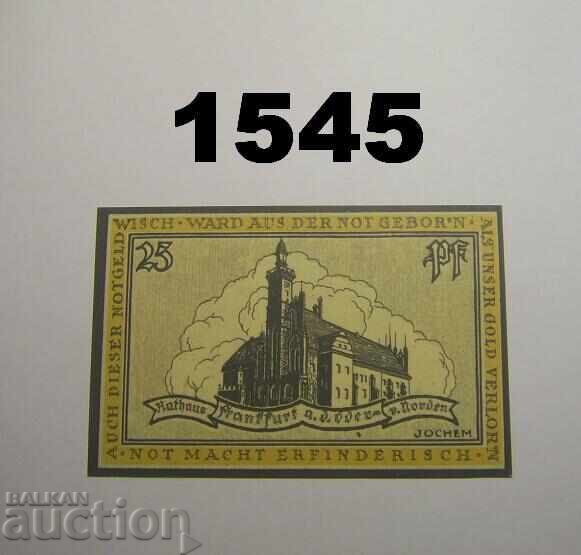 Frankfurt a. d. Oder 25 pfennig 1922 Германия с цена 2.50 лв. | € 1.28