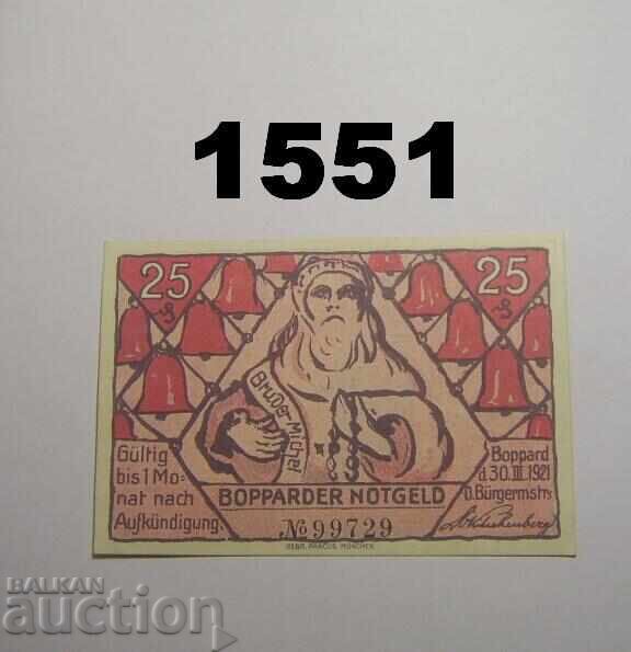 Boppard 25 pfennig 1921 Germania cu preț 2.50 BGN | € 1.28