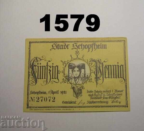 Schopfheim 50 pfennig 1921 Germany with price 2.50 BGN | € 1.28