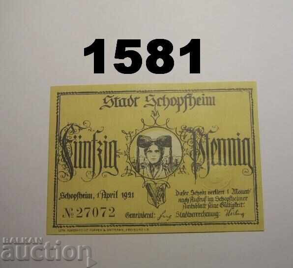 Schopfheim 50 pfennig 1921 Germany with price 3.50 BGN | € 1.79