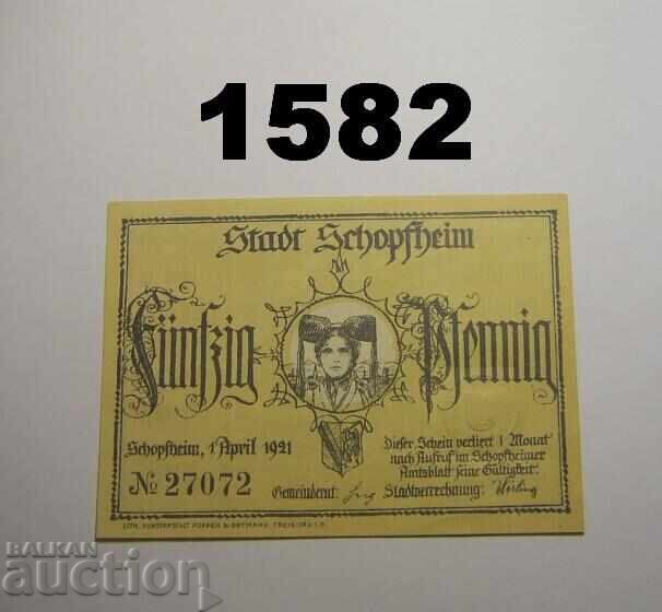 Schopfheim 50 pfennig 1921 Германия с цена 3.00 лв. | € 1.53