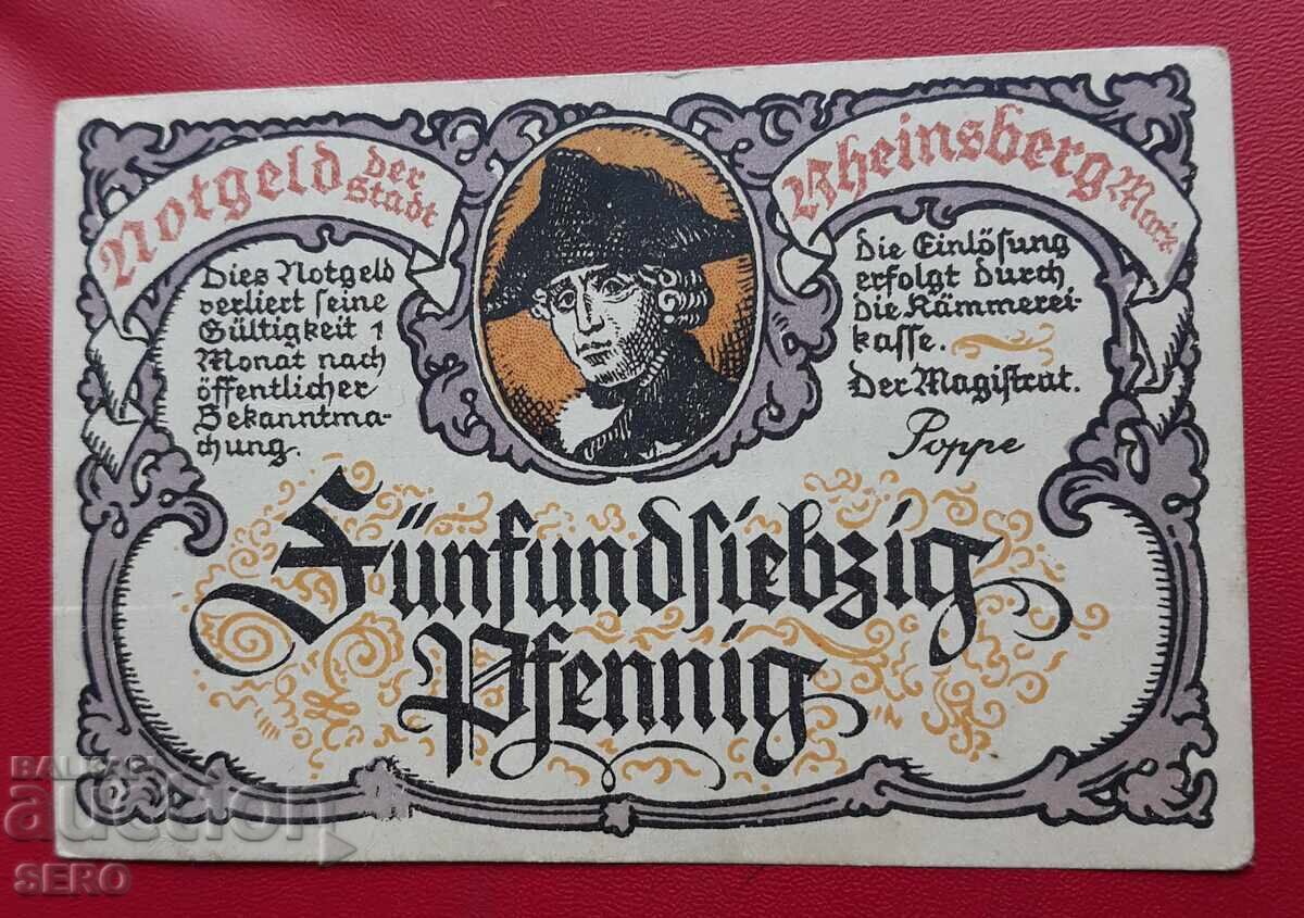 Bancnotă-Germania-Brandenburg-Rheinsberg-75 pfennig cu preț 2.50 BGN | € 1.28