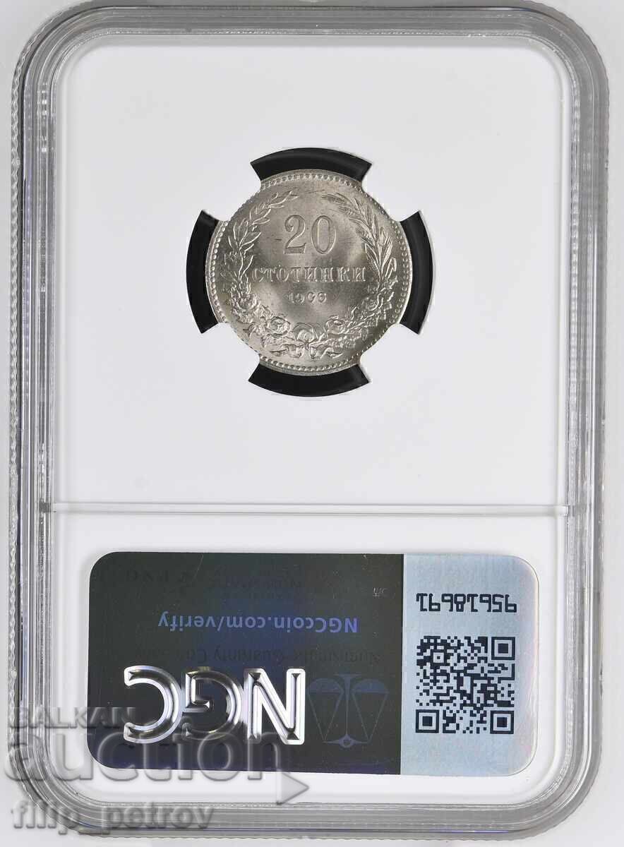 Licitație 20 stotinki 1906 MS 64 NGC