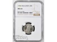 20 Stotinki 1906 MS 64 NGC