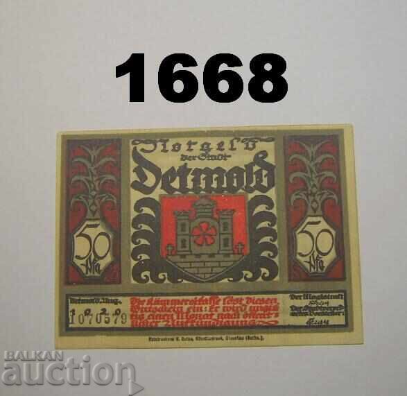 Detmold 50 pfennig 1920 Γερμανία με τιμή 2.00 BGN | € 1.02