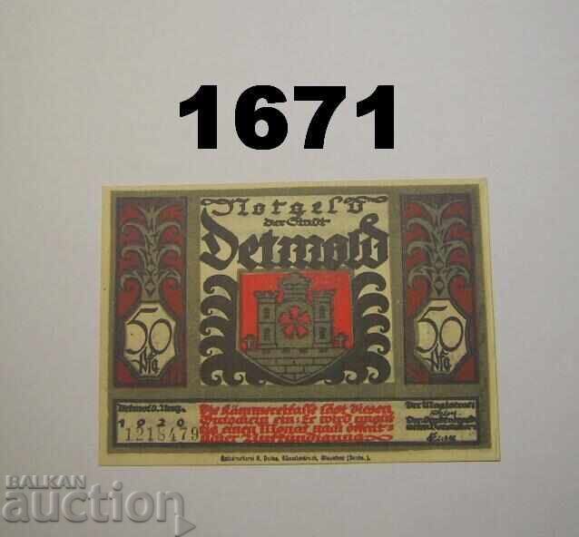 Detmold 50 pfennig 1920 Germany with price 2.00 BGN | € 1.02