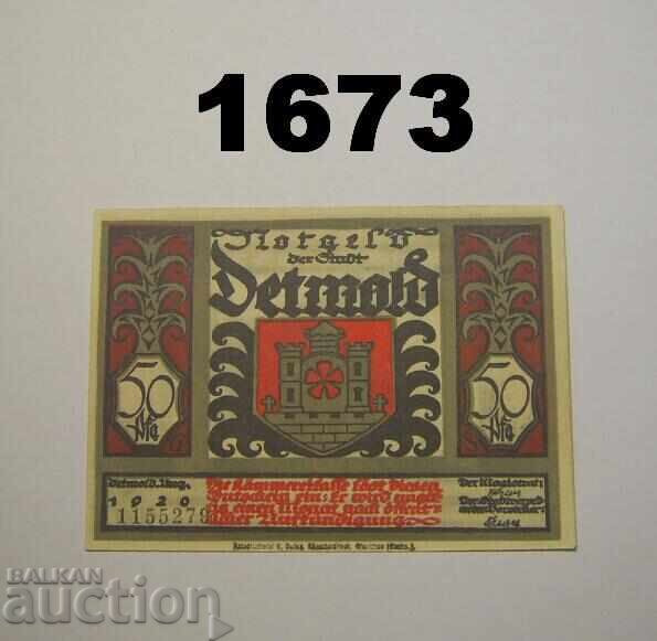 Detmold 50 pfennig 1920 Γερμανία με τιμή 2.00 BGN | € 1.02