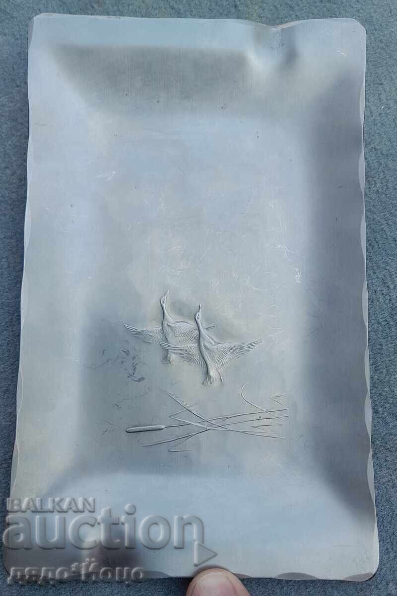 Auction  20x12.5cm Hand-forged Attractive Stainless Steel Ashtray, Tray