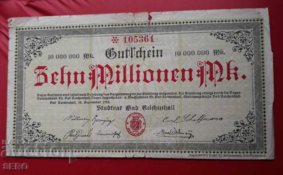 Τραπεζογραμμάτιο-Γερμανία-Βαυαρία-Bad Reichenhall-10.000.000 m.1923