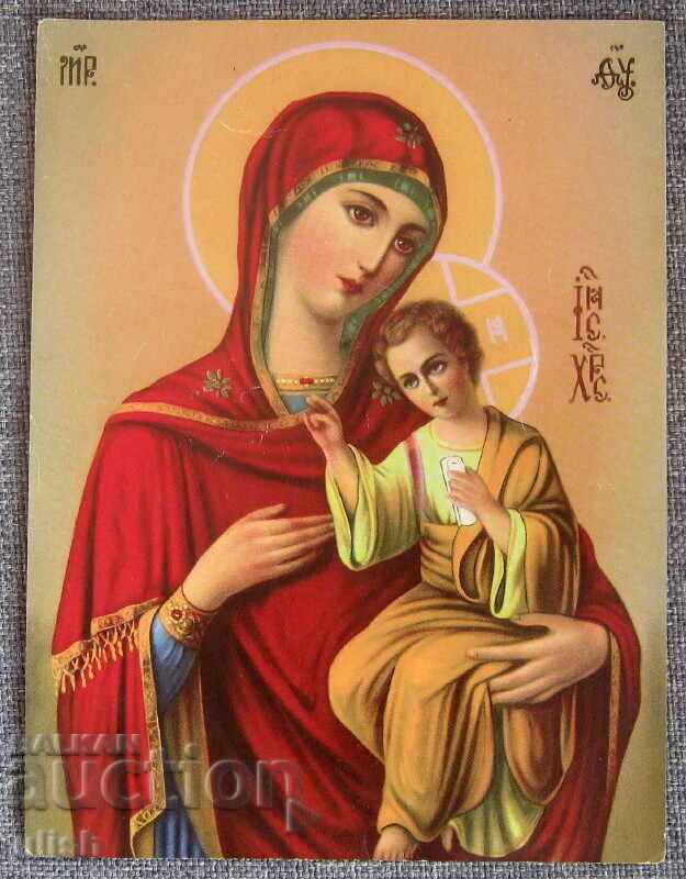 Стара германска цветна литография Дева Мария младенеца