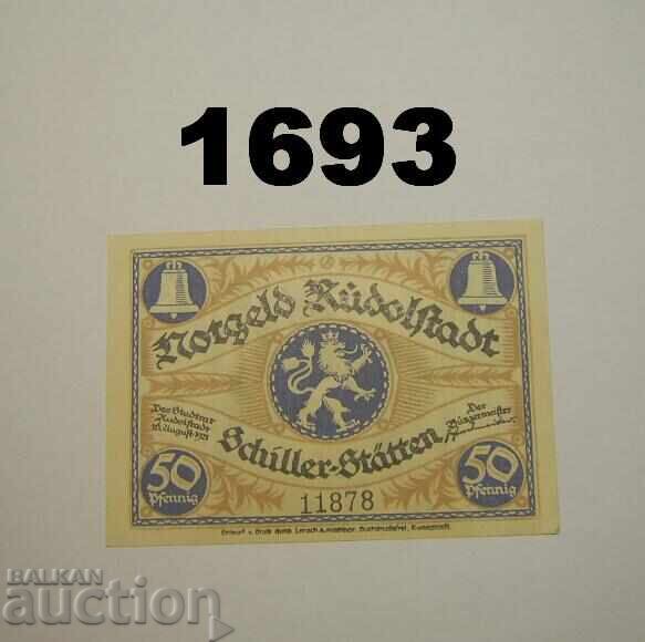 Ρούντολστατ 50 πφέννιχ 1921 Γερμανία με τιμή 2.50 BGN | € 1.28
