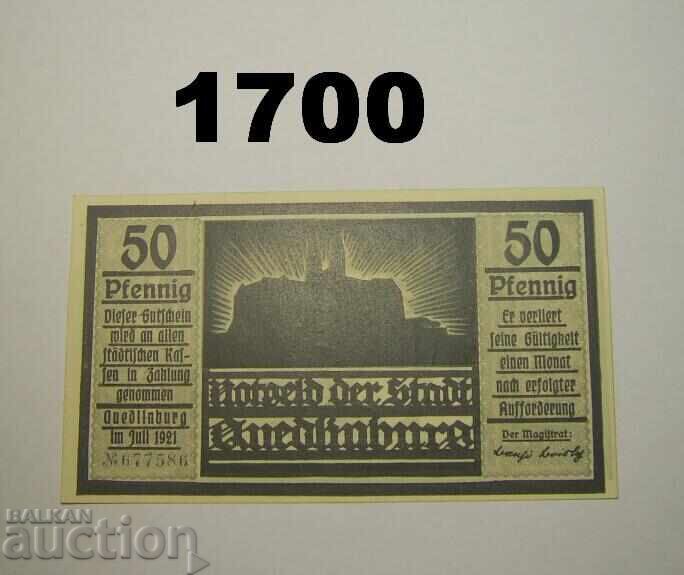 Κουέντλινμπουργκ 50 pfennig 1921 Γερμανία με τιμή 3.00 BGN | € 1.53