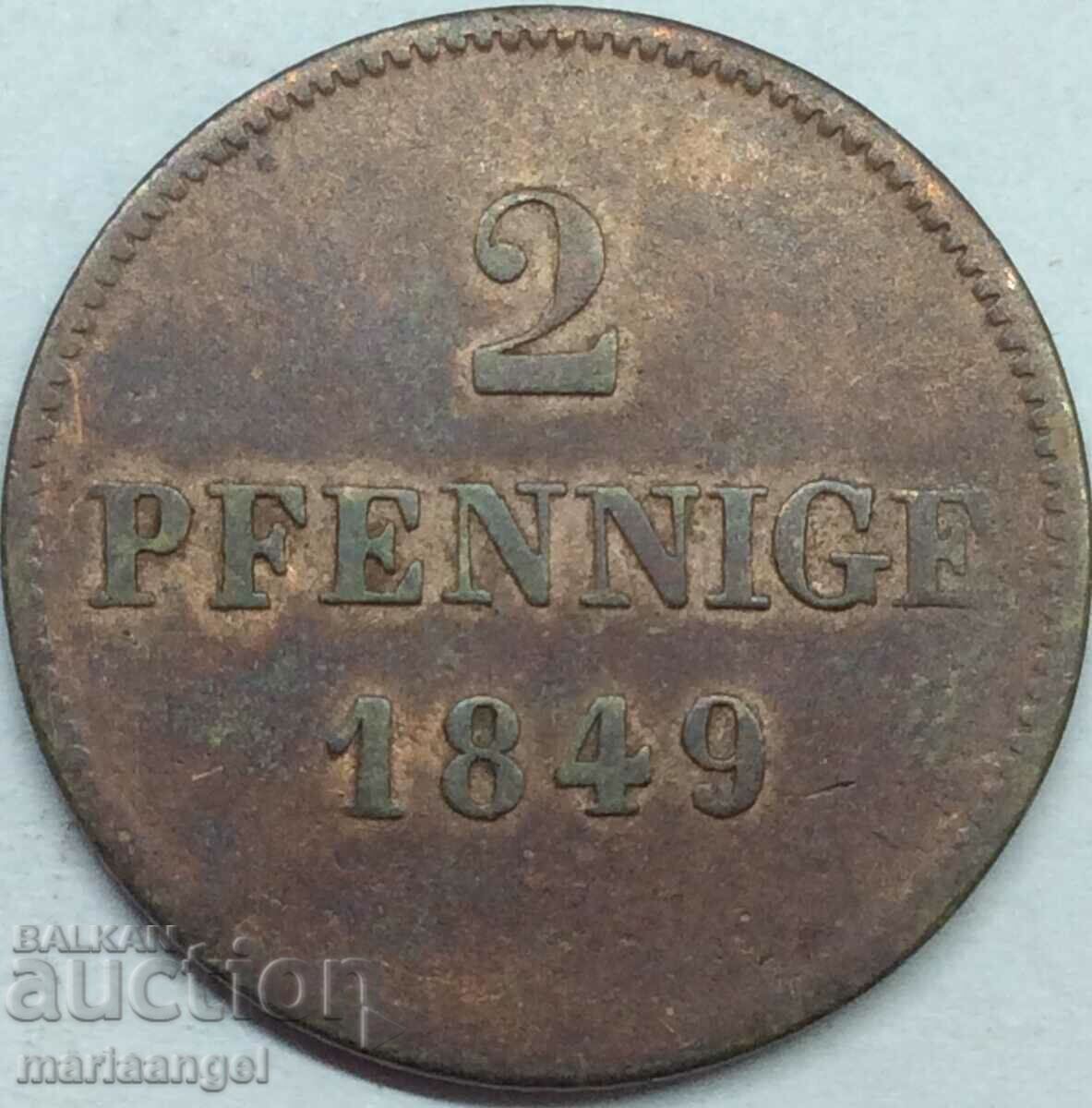 2 pfennig 1849 Βαυαρία Γερμανία