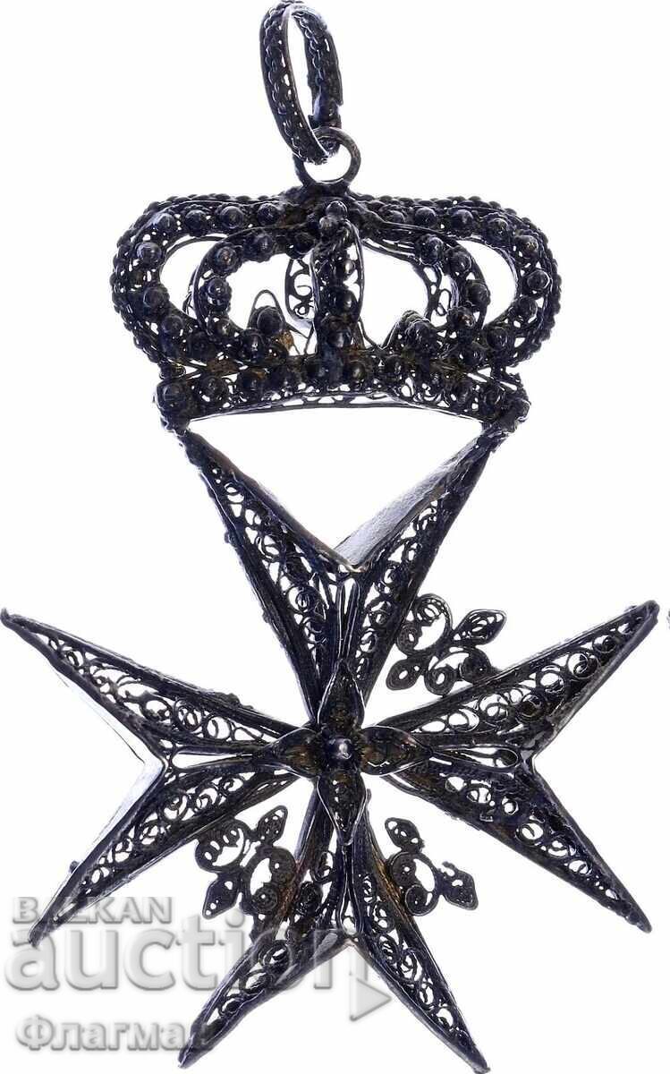 Maltese silver cross with crown from the 18th century with price € 240.00 | 469.40 BGN